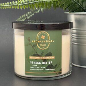 BBW Stress Relief Eucalyptus Spearmint Bath & Body Works 3 Wick Candle
